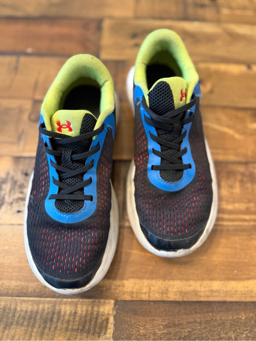 Under Armour Kids Black, Blue & Lime Athletic Sneakers